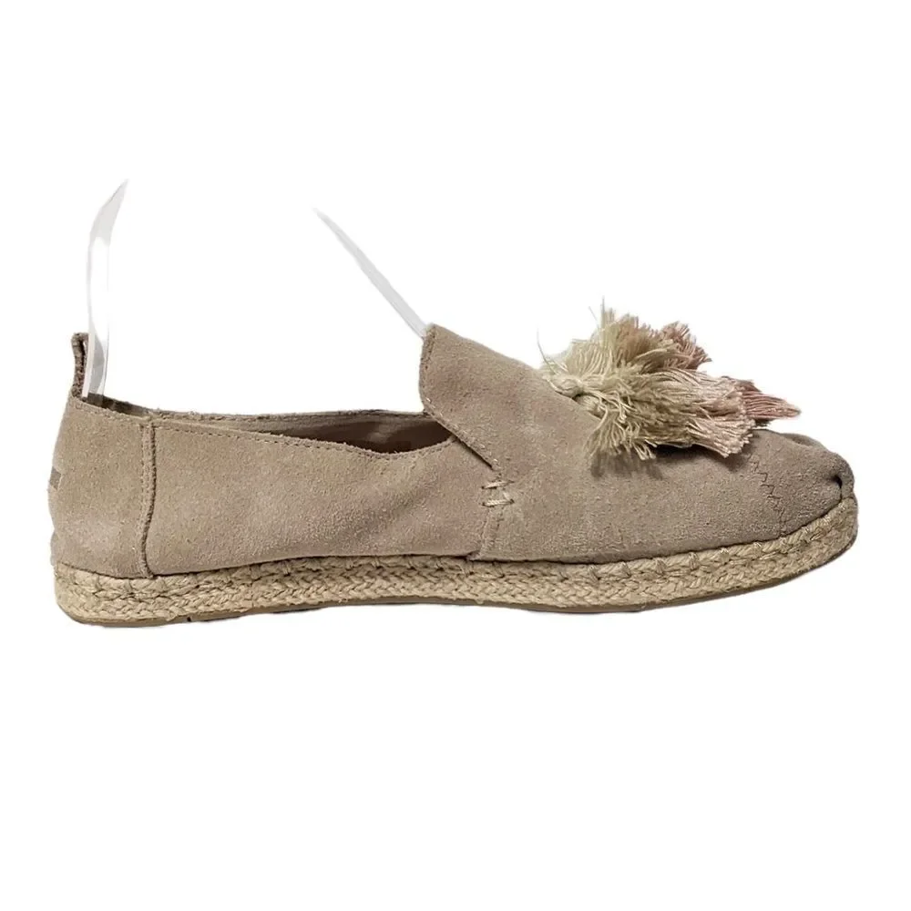 TOMS Alpargata Rope Tan Tassel Suede Espradrilles 8